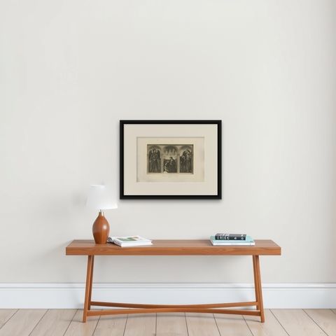 Antique Print of 'Madonna and Child with Saints' Made after Perugino 'c.1890', shown framed on a wall, true to size