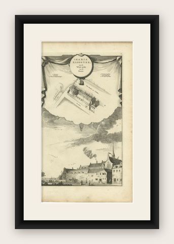Antique Print of the Maria Monastery by Wagenaar, c.1760, shown framed