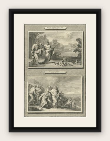 Christ Healing the Blind Man and the Possessed Mute, Pieter Mortier, ca. 1700, shown framed
