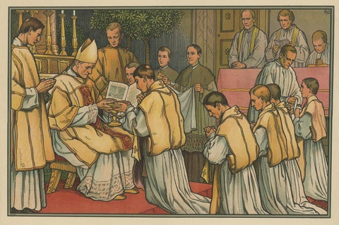 Antique Religion Print of the Seven Sacraments, Holy Orders, 1913, view 2