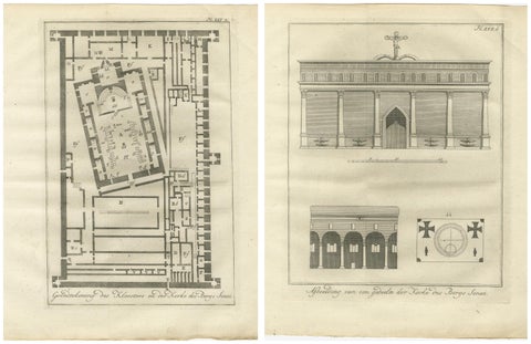 St. Catherine’s Monastery at Mount Sinai, Plan and Elevation Engravings c.1776, view 4