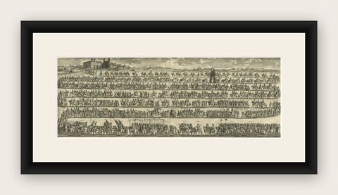 Large Print of the Procession for the Papal Inauguration in Rome, Italy, c.1730, shown framed