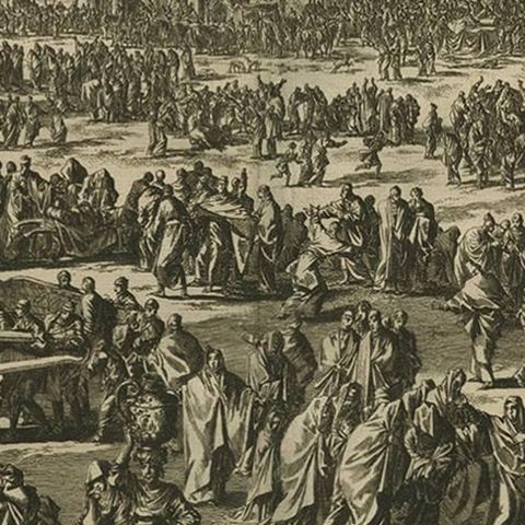 Antique Bible Print Tenth Plague of Egypt by J. Luyken, 1743, close-up 2