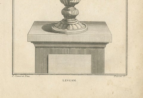 1806 Engraving: Sacred Lingam, Symbol of Shiva in Hindu Worship, close-up 1