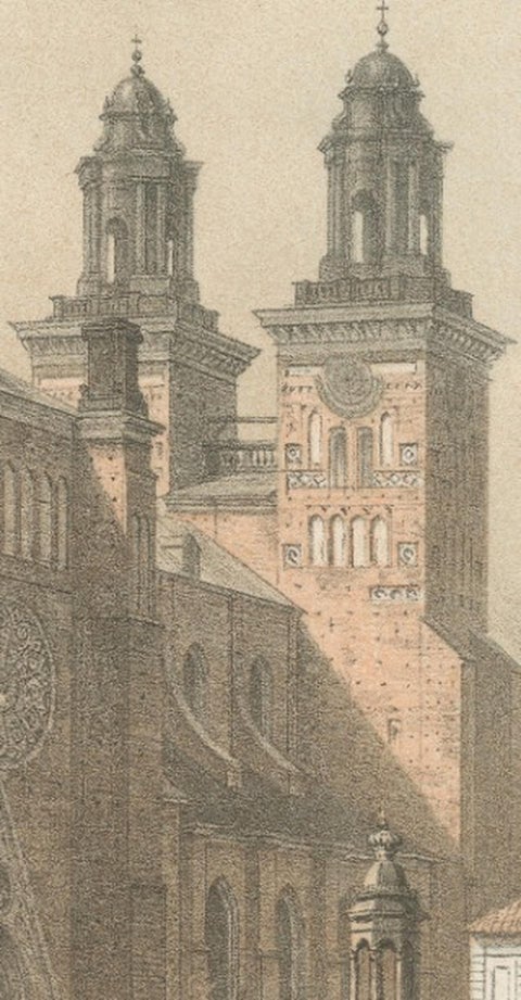 Uppsala St Eriks Torg Cathedral View, Swedish Tinted Lithograph by A. Nay, 1877, view 7