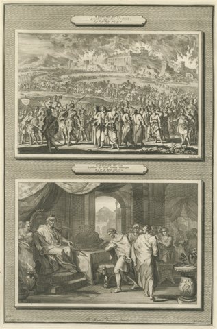 Burning of Jerusalem and the Release of Jehoiachin, Mortier Bible circa 1700