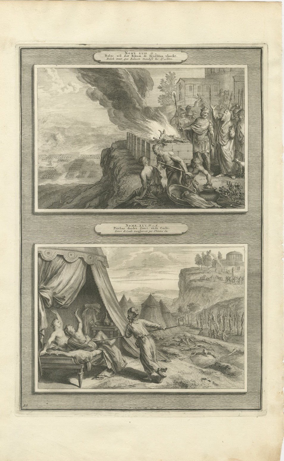 Balak and Balaam at the Altars and the Zeal of Phinehas, Mortier circa 1700