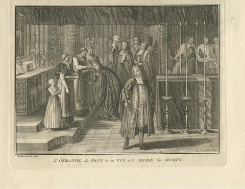 Antique Print of a Funeral Procession by Picart, circa 1725, view 4