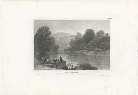 The River Jordan at Joshua's Crossing, Antique Holy Land View, circa 1850, view 2