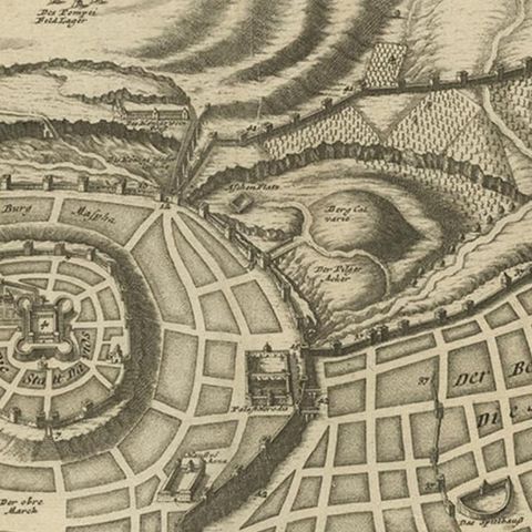 Rare Town Plan of Jerusalem, Includes an Extensive Key to Locations etc, 1708, close-up 1