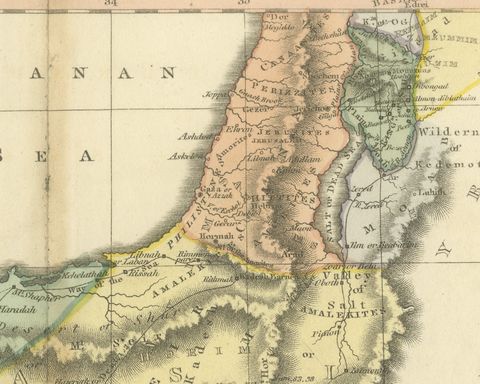 The Exodus Route from Egypt to Canaan, Antique Wyld Map, 1823, close-up 3