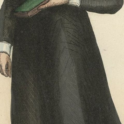 Antique Print of a Monk of Burgos, 1845, close-up 2
