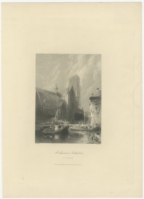 St. Lawrence Church, Rotterdam, Steel Engraving after G. Balmer, circa 1860, view 2