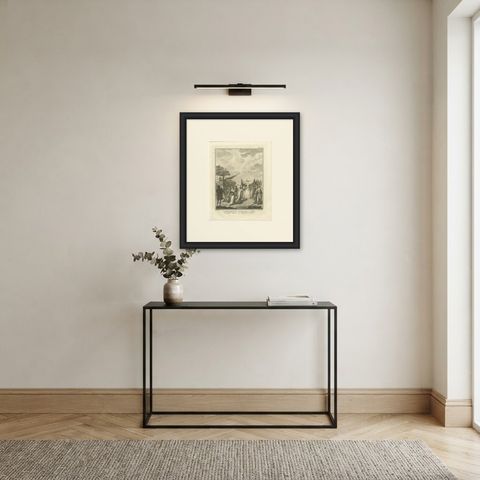 A Muslim Wedding Procession at Cairo, Antique Niebuhr Print, 1776, shown framed in a room, true to size