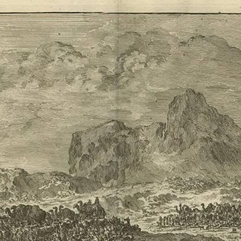 Antique Bible Print the Meeting of Jacob and Esau by J. Luyken, 1743, close-up 1
