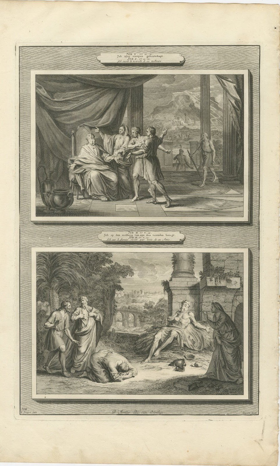 Job Hears of His Losses and Job Visited by His Friends, Mortier, circa 1700