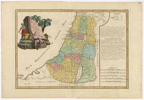 Original Rare Map of the Holy Land Showing the Twelve Tribes of Israel's, 1782, view 2