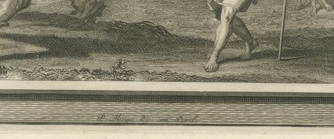 Samuel Anoints David and David Slays Goliath, Mortier Bible circa 1700, close-up 1