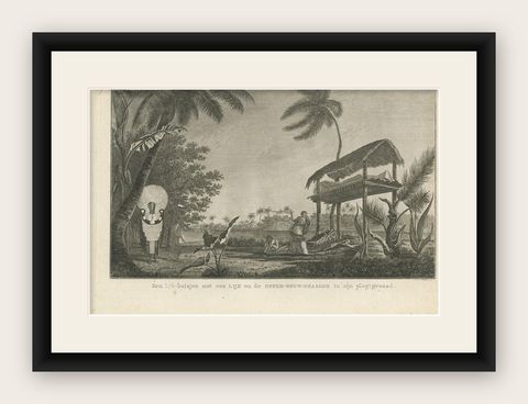 Antique Print of a Funeral Ritual by Cook, 1803, shown framed