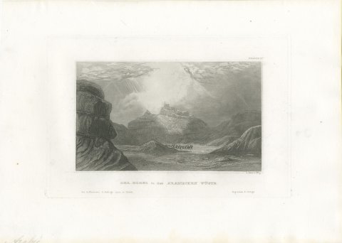 Mount Horeb in the Arabian Desert, Antique Biblical Landscape View, circa 1850, view 2