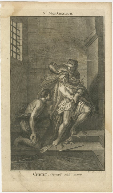 Biblical Engravings, Christ Crowned, Crucified & Tempted in the Wilderness 1735, view 3