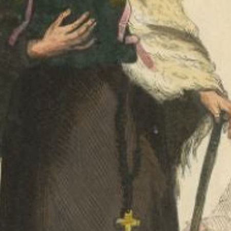 Antique Print of Saint Anthony and Saint Paul, 1845, close-up 1
