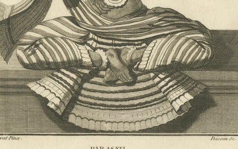 Rare 1806 Engraving: Parasati's Fiery Divinity in Hindu Mythology, close-up 3