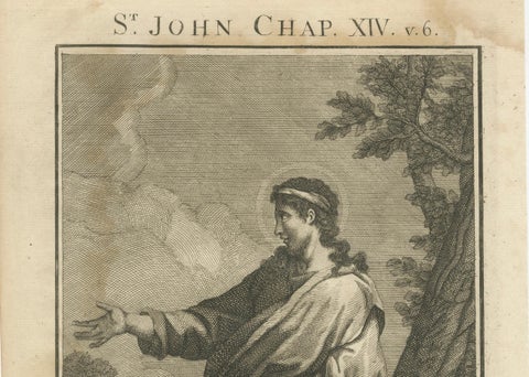 Jesus “I Am the Way”, John XIV Antique Engraving, c.1735, close-up 3