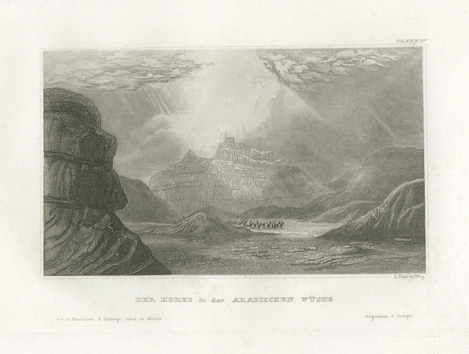 Antique Desert View of Mount Horeb, Arabia, Steel Engraving, circa 1850