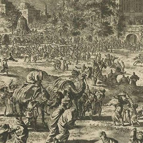 Antique Bible Print Fourth Plague of Egypt by J. Luyken, 1743, close-up 2