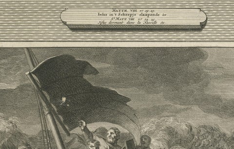 Healing of a Centurion’s Servant & Christ Calming the Storm, Pieter Mortier 1700, close-up 1