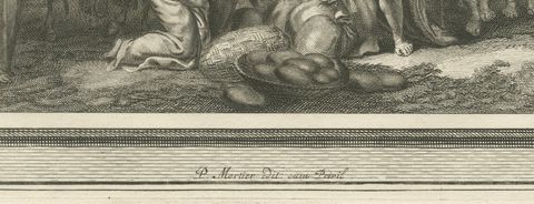 David Spares Saul and Abigail Meets David, Mortier Bible circa 1700, close-up 1