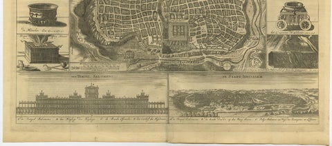 Antique Bible Plan of Ancient Jerusalem, 1743, view 6