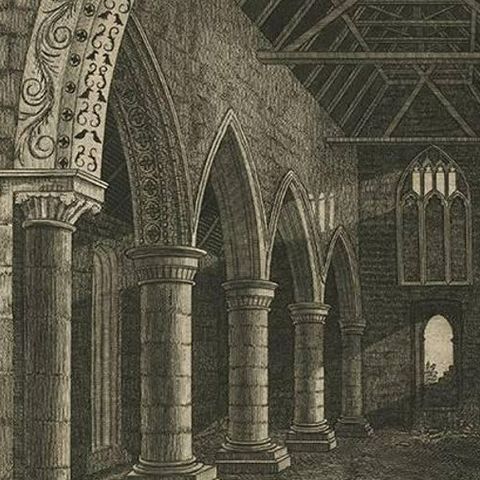 Antique Print with Inside View of Magdalen Chapel, Winchester, Hampshire, 1790, close-up 1