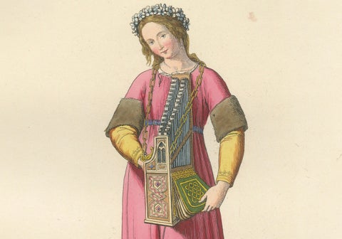 Servant, Dominican Nun and Young Lady in Traditional Italian Dress, 1845 Print, close-up 1