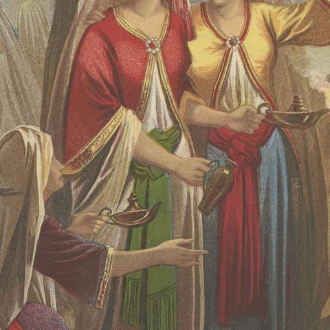 Antique Bible Print of the Ten Virgins by Kronheim 'c.1860', close-up 2
