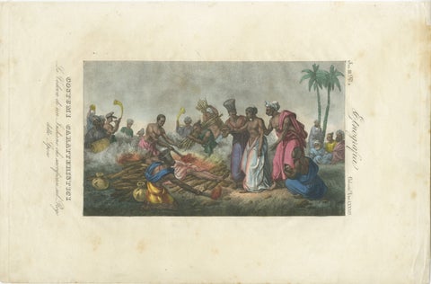 Historical Depiction of a Widow's Sacrifice on a Funeral Fire in India, 1827, view 2