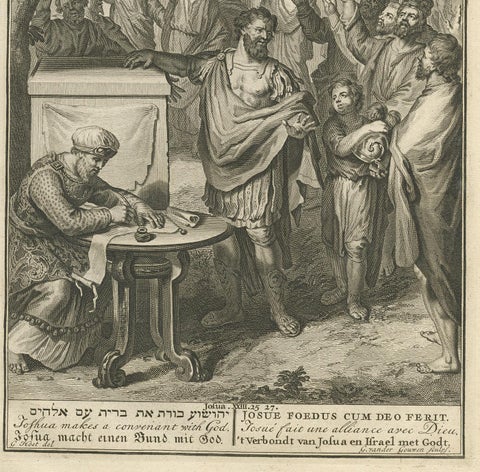 Antique Print Religion 'Joshua Makes a Convenant with God' by De Hondt, 1728, view 3