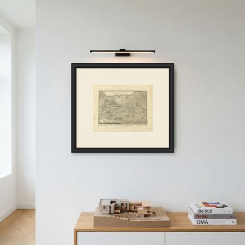 Camp of the Mecca Pilgrims Before Departure, Antique Print, 1776, shown framed on a wall, true to size