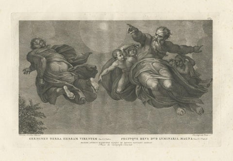 Print of the Vegetation & Sun & Moon, from Frescoes in the Sistine Chapel, c1780, close-up 1