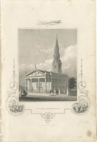 St. Paul's Chapel, Broadway, New York, Drawn by A. J. Davis, circa 1850, view 2