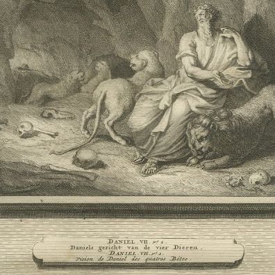 Daniel in the Lions' Den and the Vision of the Four Beasts, Mortier circa 1700, close-up 2