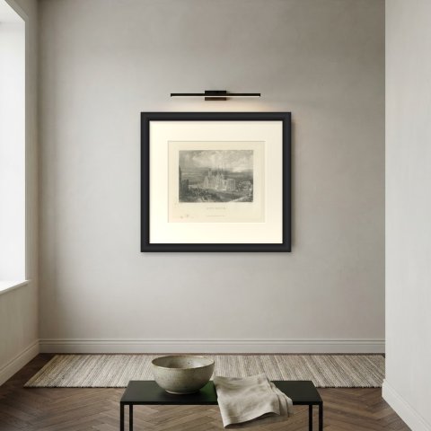 Oppenheim on the Rhine, Antique Steel Engraving after Birket Foster, c. 1872, shown framed on a wall, true to size
