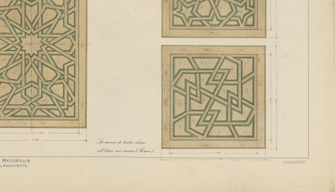 Antique Ottoman Geometric Door Panels Print, Islamic Woodwork Designs, 1924, close-up 4