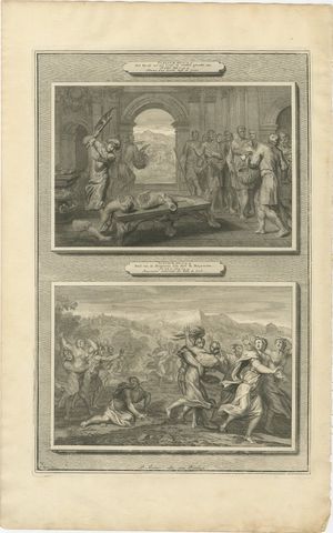 The Levite's Concubine and the Daughters of Shiloh, Mortier Bible circa 1700, view 2