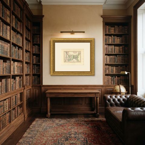 Antique Hand-Colored Map of the Tribe of Issachar, Wyld, 1823, shown framed in a room, true to size