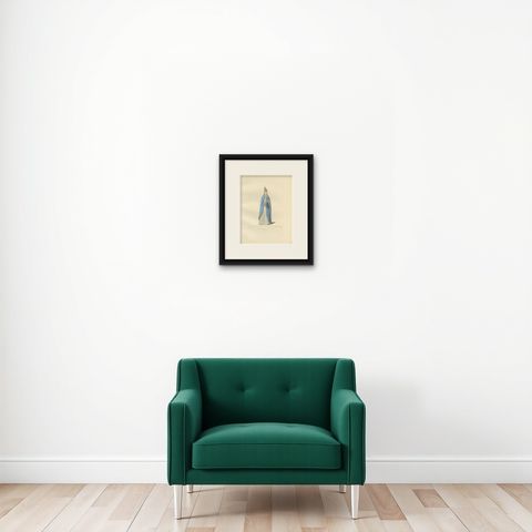 Antique Print of a Sovereign Pope by Bonnard, '1860', shown framed on a wall, true to size