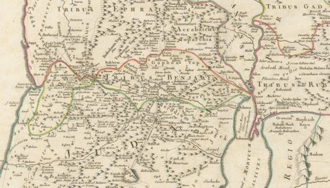 Antique Holy Land Map, Terrae Sanctae Tabula, Guillaume De L’Isle, 1782, close-up 1