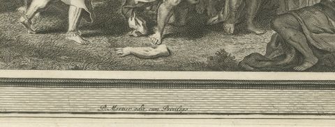 Jonathan Attacks the Philistines and Samuel Slays Agag, Mortier circa 1700, close-up 1