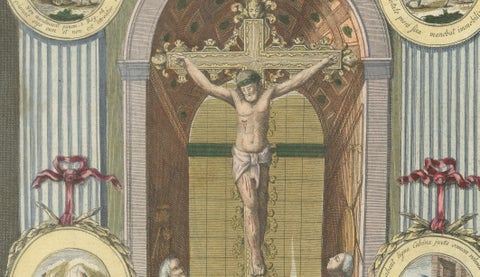 Original Antique Devotional Print of Christ of Guamantanga, Peru, 1779, close-up 3